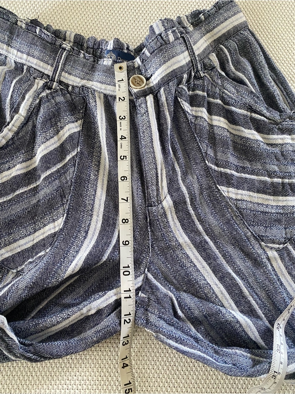 Democracy Linen Blend Striped Cropped Palazzo Pants Large - Picture 7 of 15